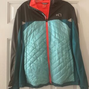 Kari‎ Traa Teal Grey and Orange Zip Up Women’s Jacket. Size large.